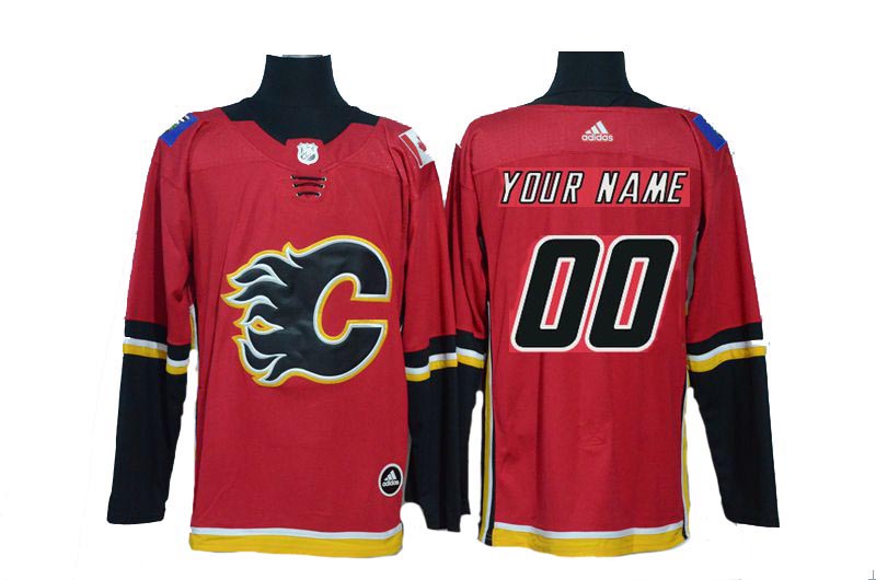Customized Men 2017 NHL Calgary Flames Blank Red Adidas jersey